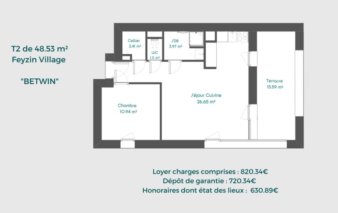 Annonces VAULX EN VELIN : Appartement | FEYZIN (69320) | 49 m2 | 820 € 